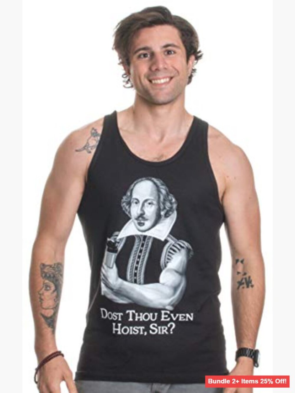 Funny Shakespeare Weight Lifting Gym Tank Top, Unisex Fit, Cotton - Picture 3 of 7